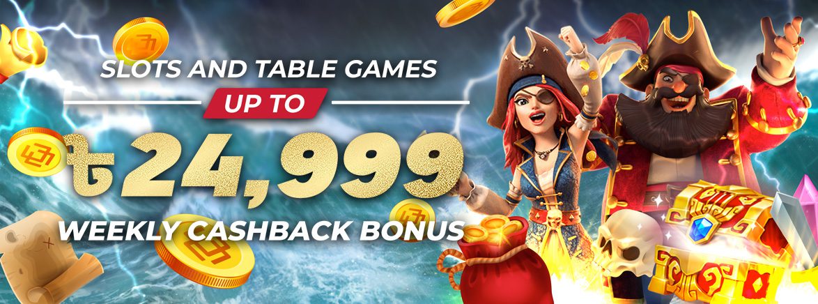 Slots & Table Games 11.88% Weekly Cashback 24,999 BDT