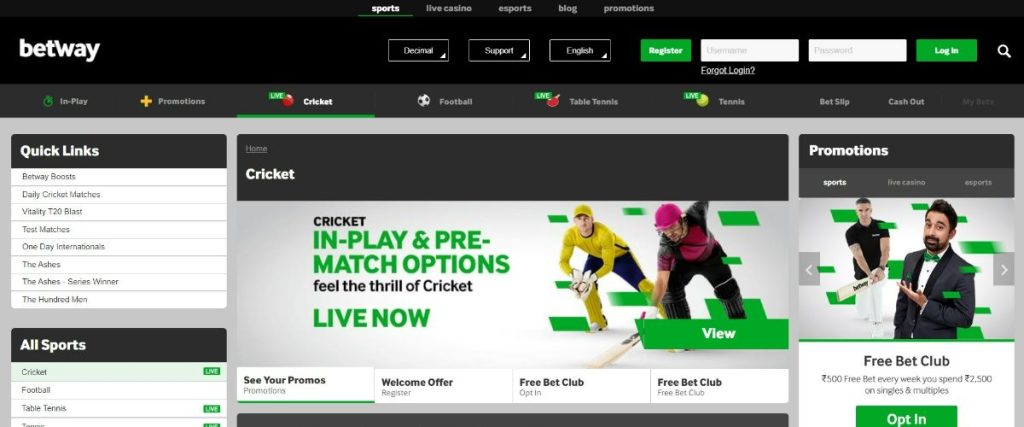 Betway Bangladesh Cricket Betting