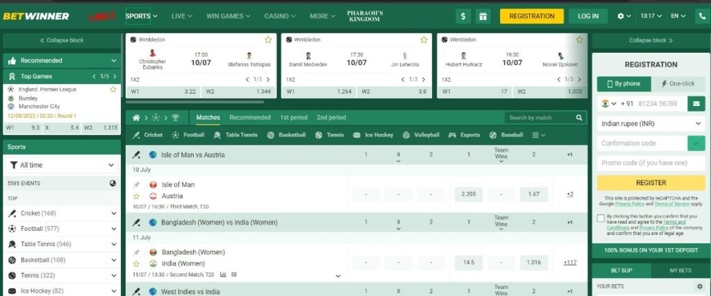 Betwinner Sportsbook overall platform