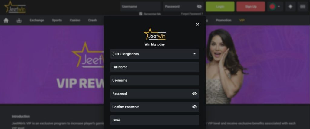 JeetWin Sign up Bangladesh Process: